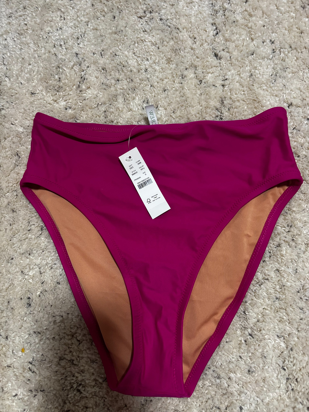 J.Crew Bikini Bottom Magenta High Cut Size S NWT